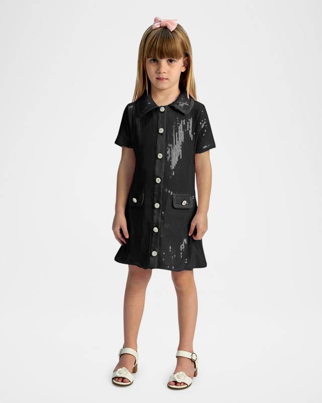 Girl's Noah Sequin Mini Dress, Size 4-10